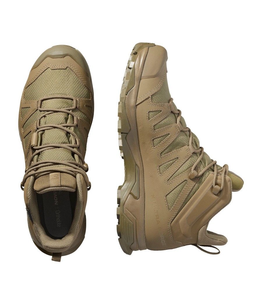 Chaussures tactiques Salomon portées en conditions terrain outdoor