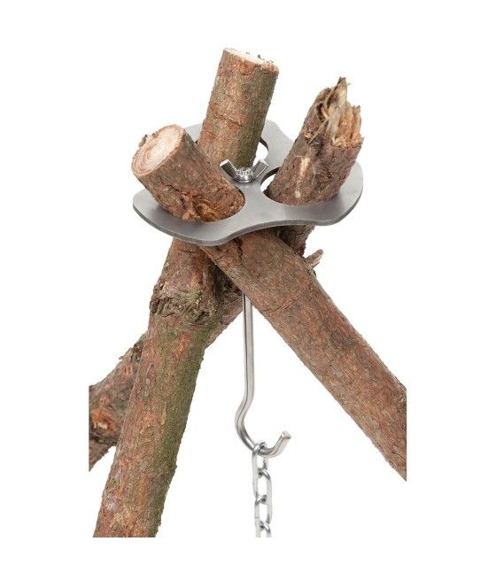 Support pour trépied de cuisson en inox avec chaîne et crochet pour feu de camp