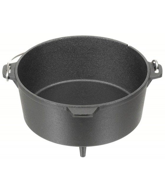 Cocotte en fonte pour bivouac posée sur braises ou suspendue à un trépied