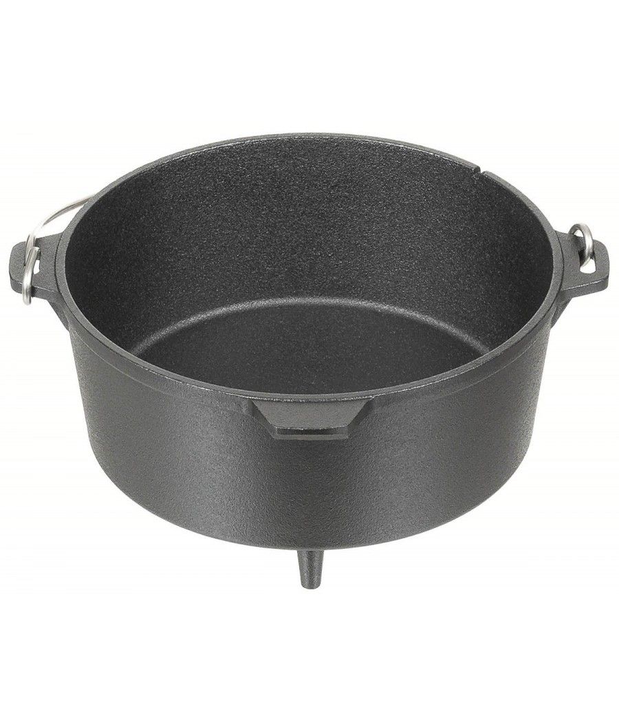 Cocotte en fonte pour bivouac posée sur braises ou suspendue à un trépied