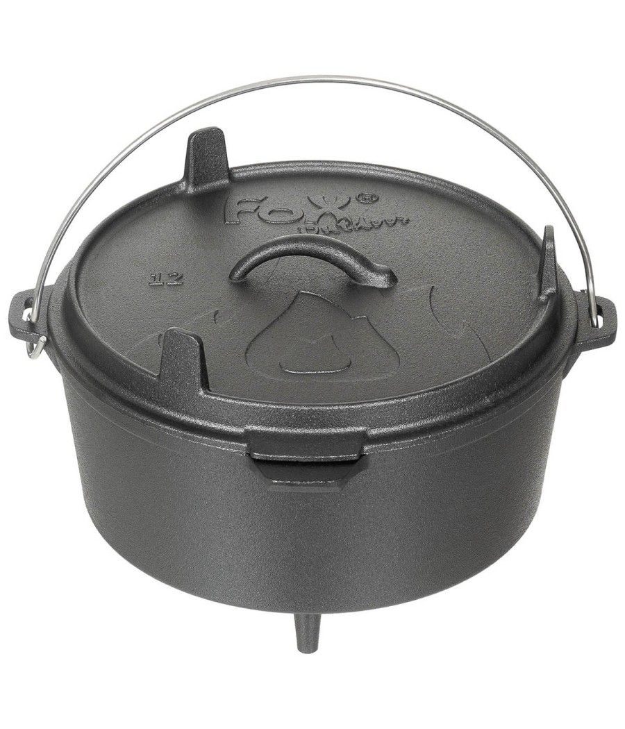 Cocotte en fonte Dutch Oven 5,7 litres avec pieds pour cuisson au feu de camp