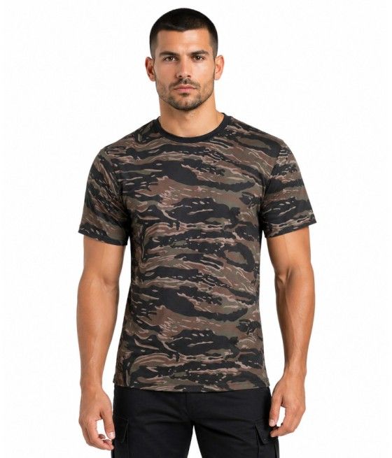 Tee-shirt militaire tiger stripe vue face