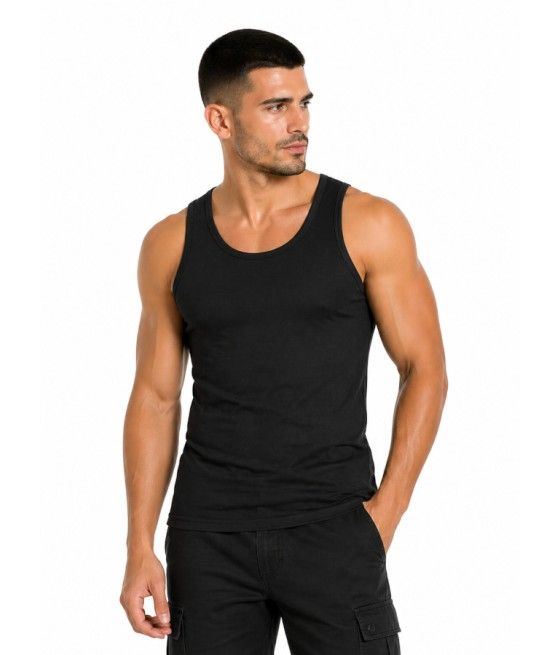 Débardeur coton noir vue face