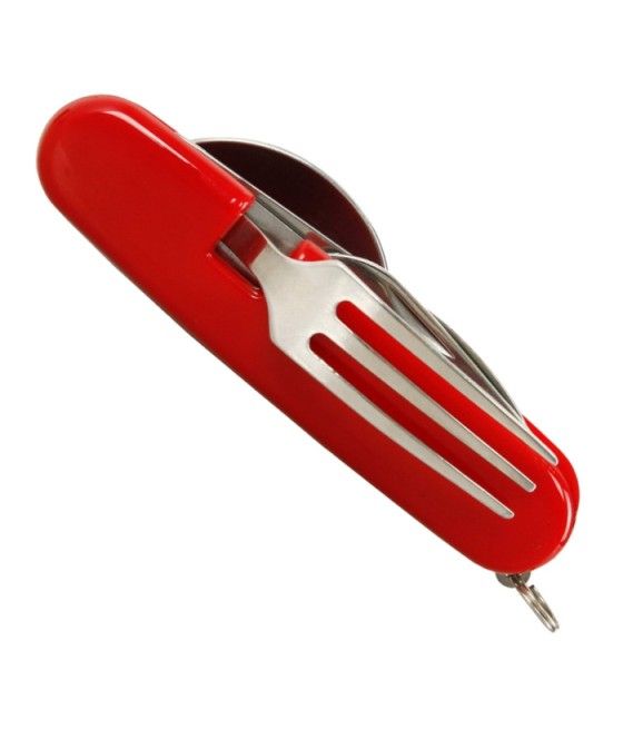 Set de couverts de bivouac BCB International rouge couteau fourchette cuillère